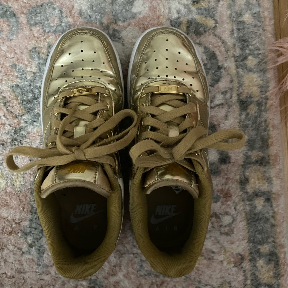 Gold Nike Airforce Ones
